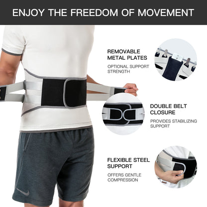 Back Brace with double belt closure compression support