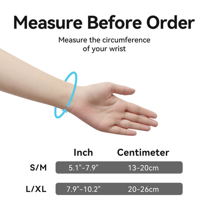 Wrist Brace with size chart wrap compression